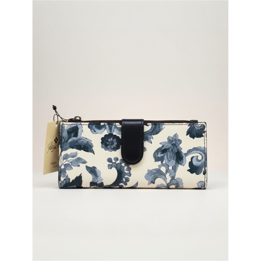 Patricia Nash Nazari Leather Wallet Renaiss Revival Bifold Snap Close Blue New